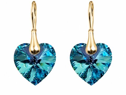 Σκουλαρίκια Καρδιές Swarovski Γαλάζιο του Ουρανού  – MoiLolitaaJewels